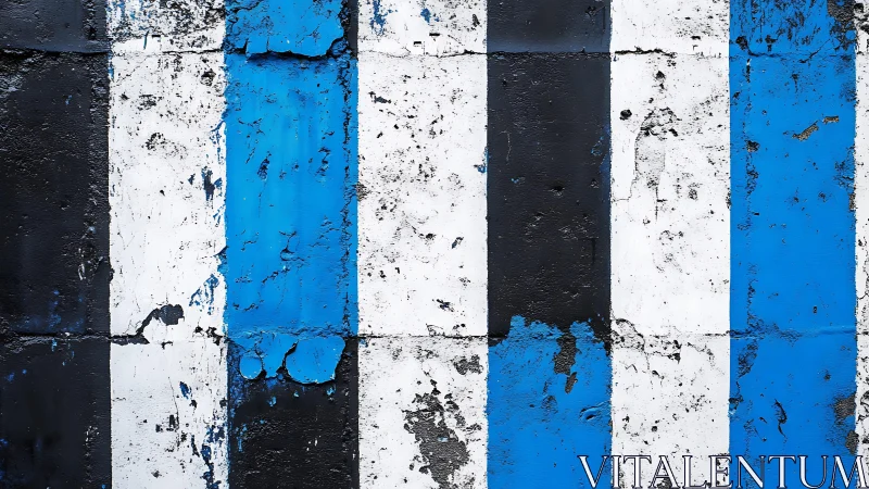 Grungy Blue, Black, and White Striped Wall Texture in Urban Style.
