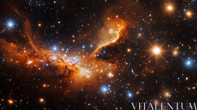 Star-forming nebula spans the frame amid dense starfield