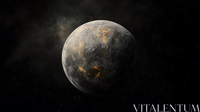 Volcanically scarred exoplanet rendered with high dynamic range lighting