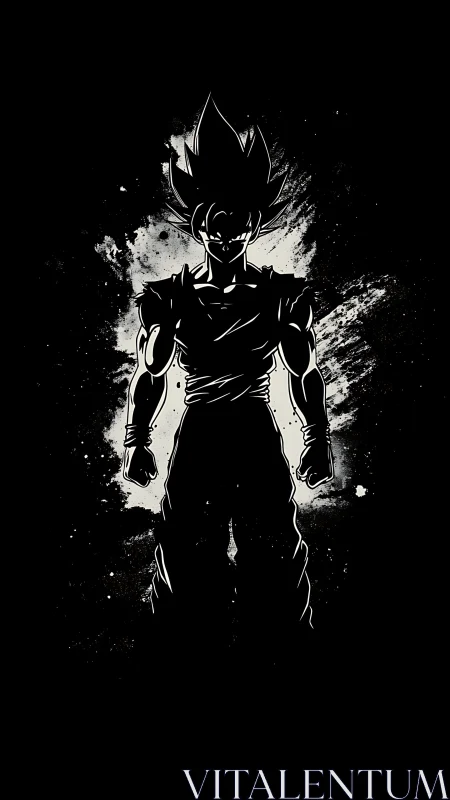 Bold anime warrior glowing against a dramatic night sky.