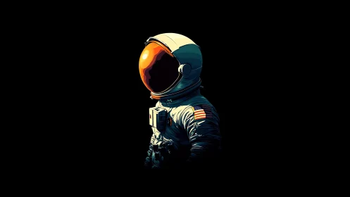Solitary astronaut rendered in high-contrast digital illustration