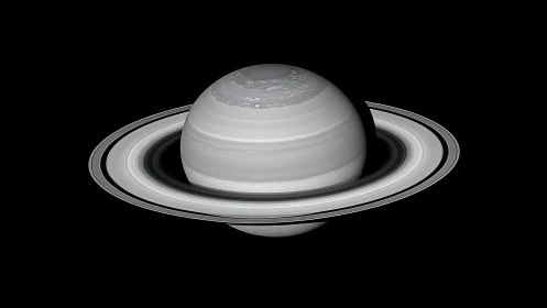 Saturn planetary portrait with concentric ring system in profile