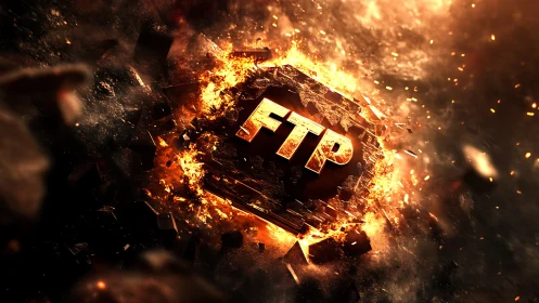 FTP Emblem Erupts in Fiery Destruction and Chaos.