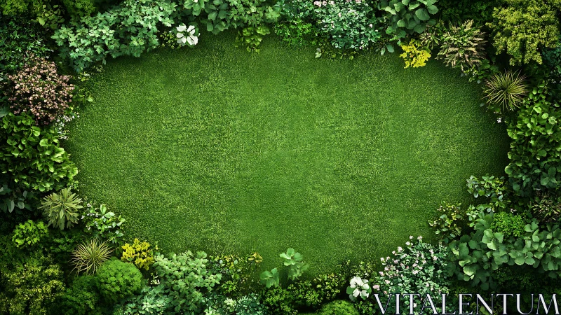 Lush Garden Sanctuary with Vibrant Green Meadow