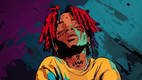 Vibrant neon portrait captures introspective urban mood.