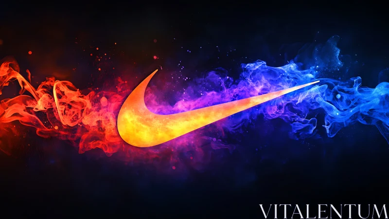 Glowing swoosh of fire and ice drifting through darkness.