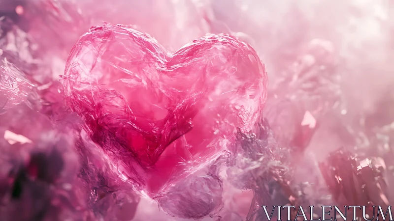 Pink Ice Heart Form with Crystalline Structure.