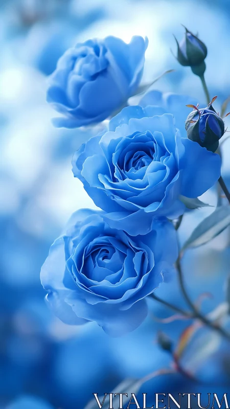 Soft-Focus Blue Roses: Botanical Study in Ethereal Tonality.