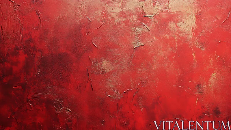 Bold Red Abstract Texture Painting with Rough Brush Strokes.