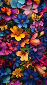 Vibrant Flower Garden Arrangement with Multicolored Blooms