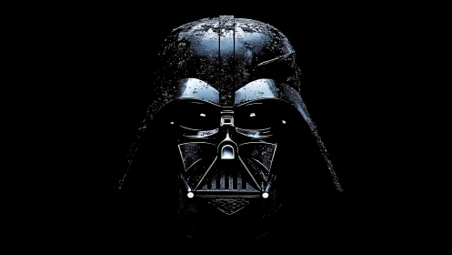 Glossy black sci fi respirator helmet under dramatic key light