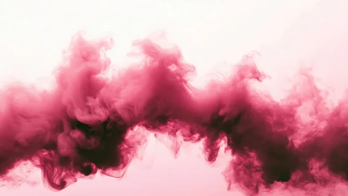 Rose colored ink clouds drift softly across pale light