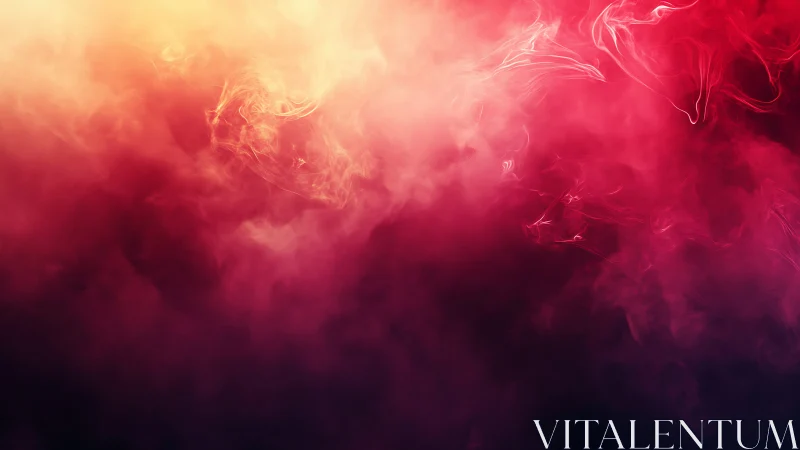 Gradient smoke plumes in magenta and amber atmospheric haze.