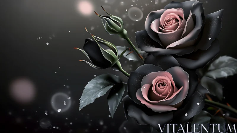 Midnight Roses: Dark Petals Bloom in Ethereal Twilight.