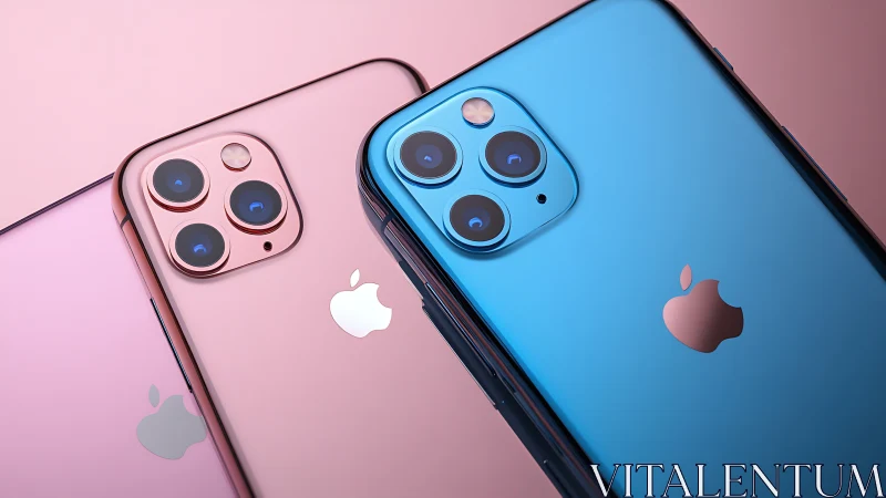 iPhone Pro Models Comparative Display with Dual-Color Aesthetic.