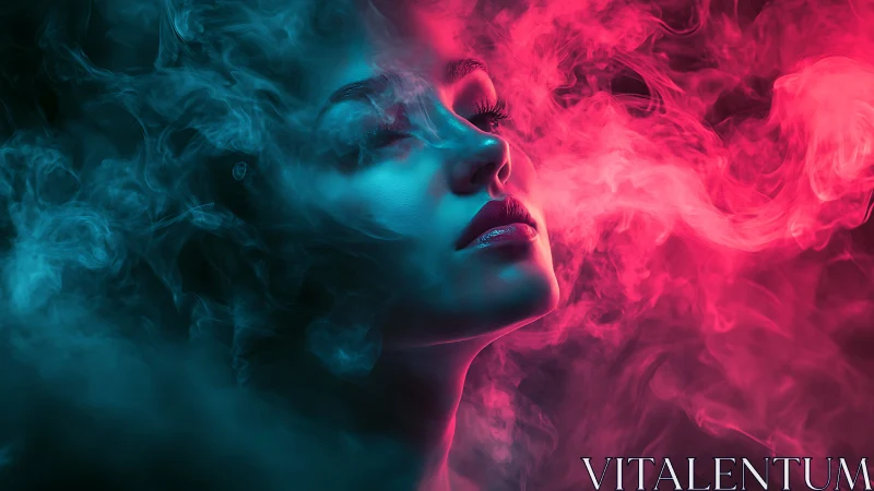 Neon-drenched dreamer drifting between teal and flame pink.