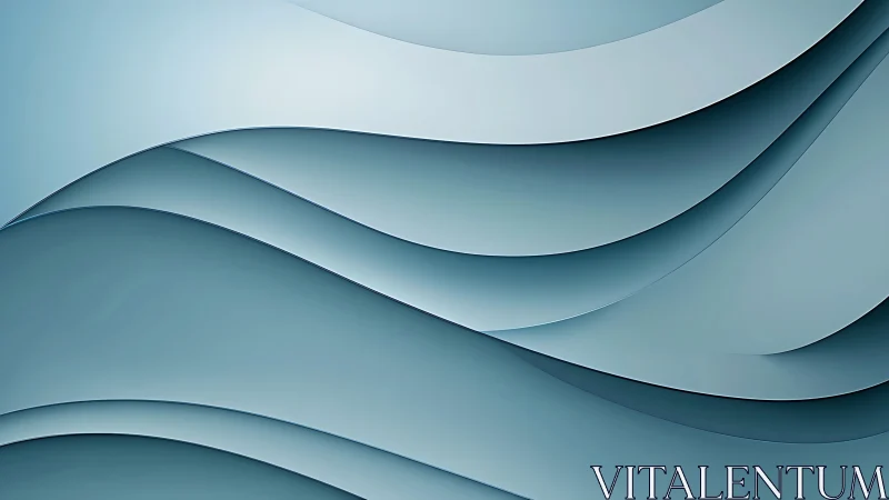 Layered cyan gradient waves with smooth curved paper surfaces
