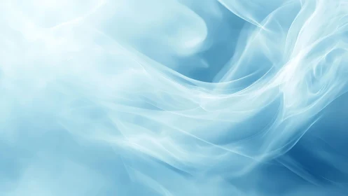 Dreamy Light Blue Abstract Smoke Swirls Digital Art Background.