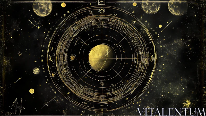 Geometric celestial diagram maps orbital paths around sphere