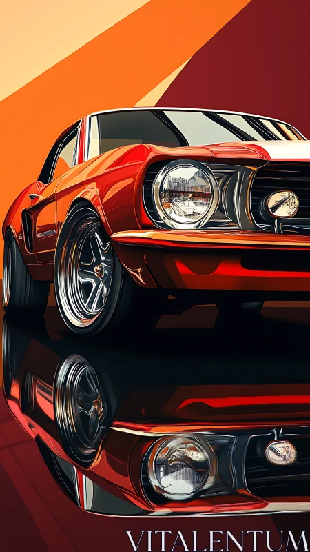 Retro muscle coupe rendered in glossy digital vector precision