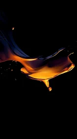 Golden Liquid Flow Against Black Background.