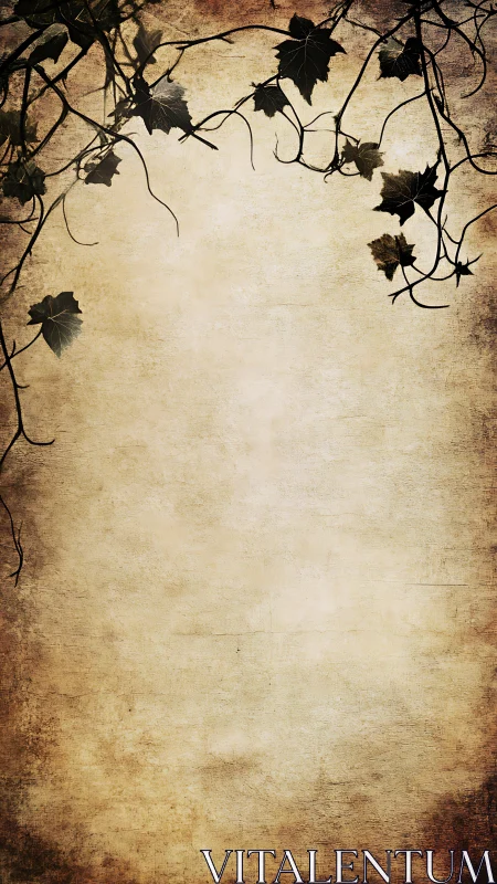 Vintage parchment background with trailing vine border design.