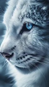 Arctic Sentinel: Blue-Eyed Gaze Pierces Snow.