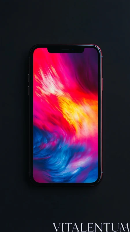 Modern Smartphone with Vibrant Digital Gradient Wallpaper.