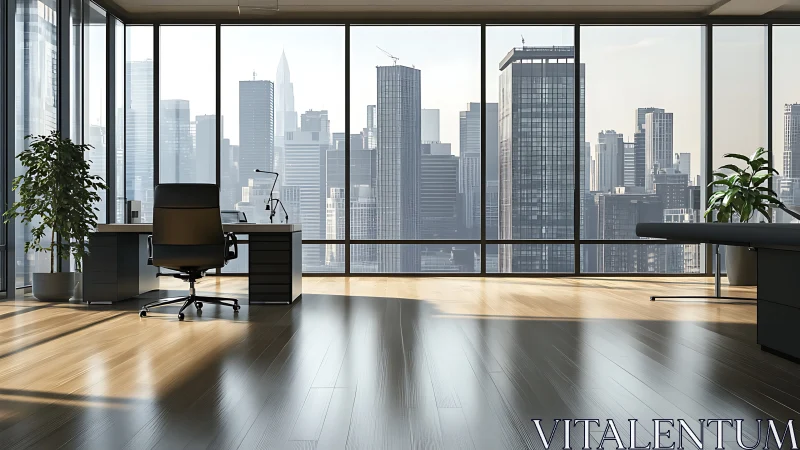 Contemporary High-Rise Executive Office with Skyline View