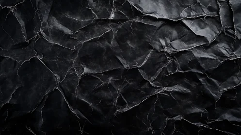 Dark crumpled paper texture with sharp directional creases.