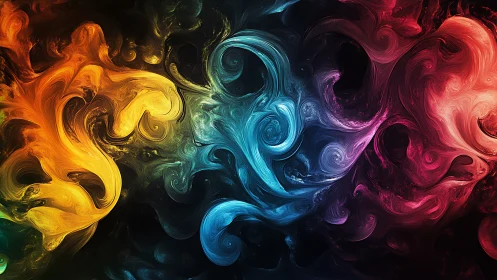 Swirling multicolor abstract waves in vivid fluid motion.