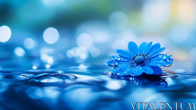 Blue petal dream drifts over liquid light and gentle bokeh.
