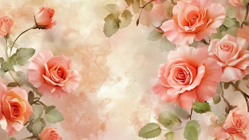 Coral Roses in Soft Light: A Romantic Floral Composition