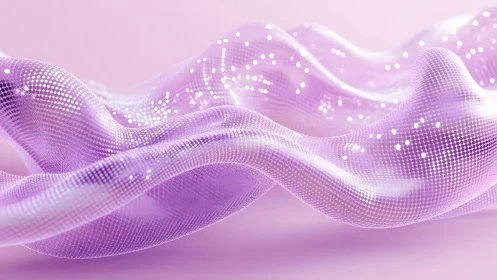 Abstract flowing lavender mesh waves with glowing dotted patterns.