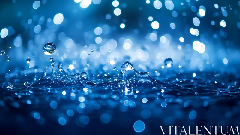 Macro photograph records suspended water droplets in motion