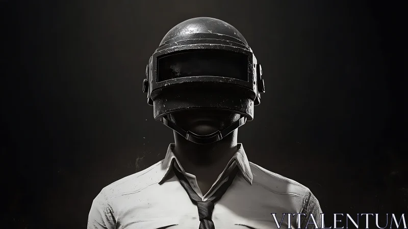 Armored game soldier portrait in stark dramatic lighting.