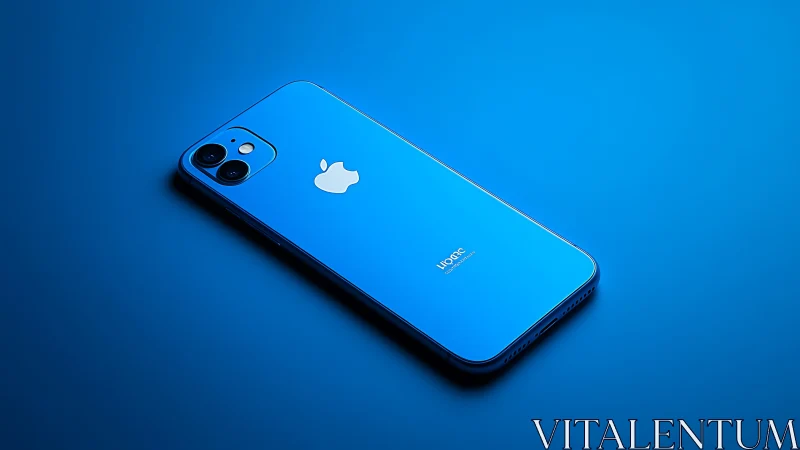 Blue iPhone 12 Product Display Against Gradient Blue Background
