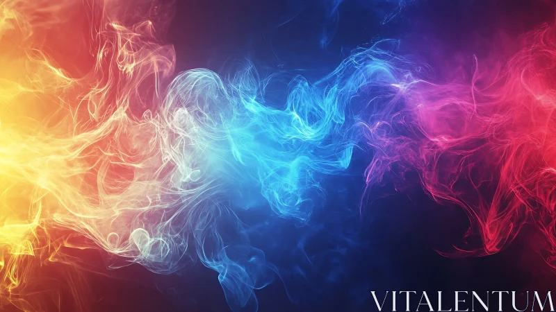Tricolor luminous smoke streams form dynamic spectral gradients