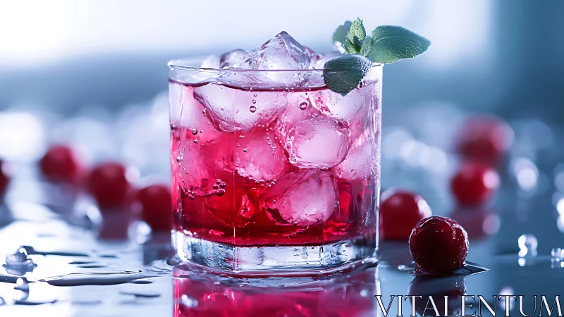 Vibrant Berry Cooler with Sparkling Ice and Mint.