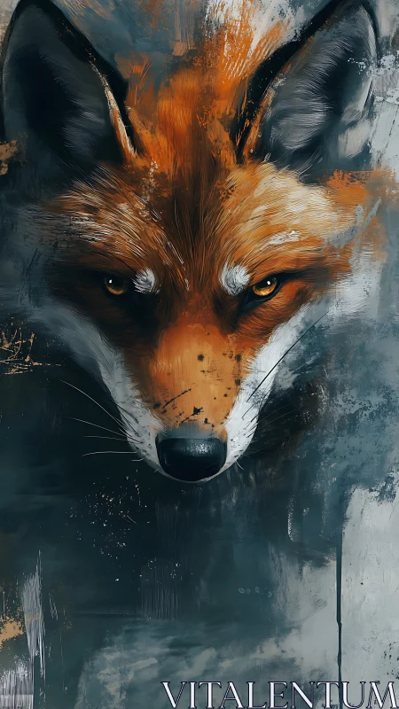 Storm-eyed fox spirit emerging from a twilight canvas.