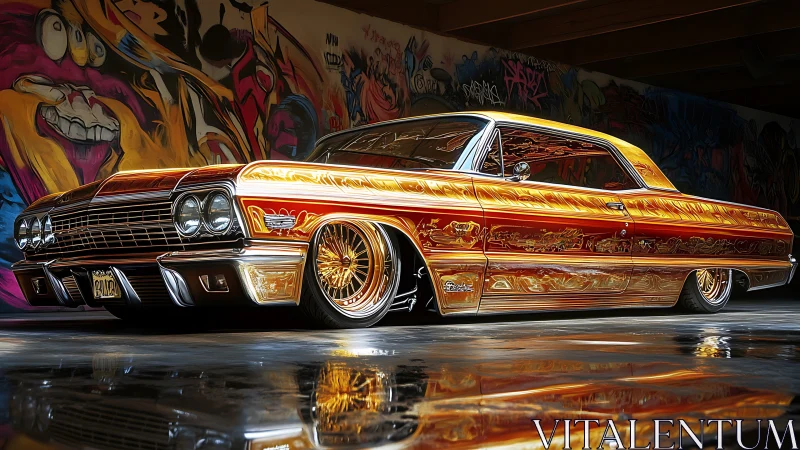 Chromed lowrider coupe with hyper-detailed flame livery.