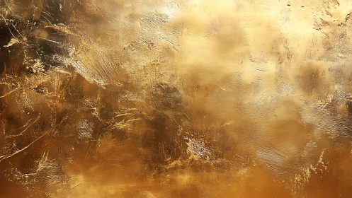 Abstract golden textured background with metallic brushstrokes.