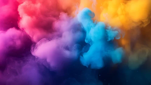 Color clouds form layered gradient plumes across dark space