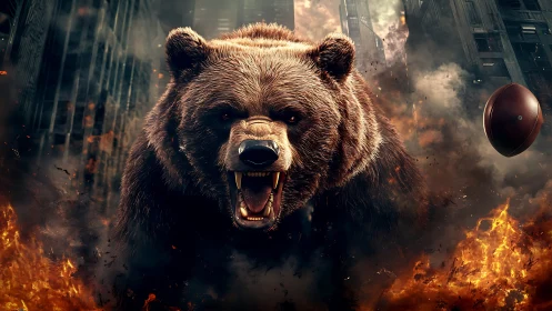 Explosive urban grizzly charge rendered with dynamic volumetric fire