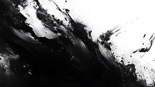 High-contrast monochrome fluid dynamics with diagonal splatter flow