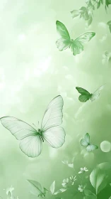 Gentle green butterflies drifting through soft spring light.