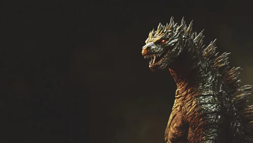 Digital side profile shows large spiked reptilian creature