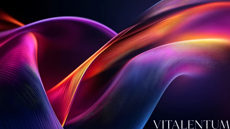 Vibrant neon waves flow across a dark futuristic backdrop