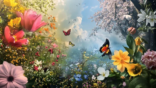 Butterfly Garden Symphony: Where Blooms Dance with Wings.