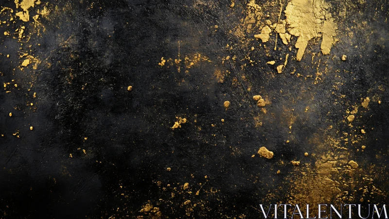 Golden splashes dancing over deep, velvety black texture.